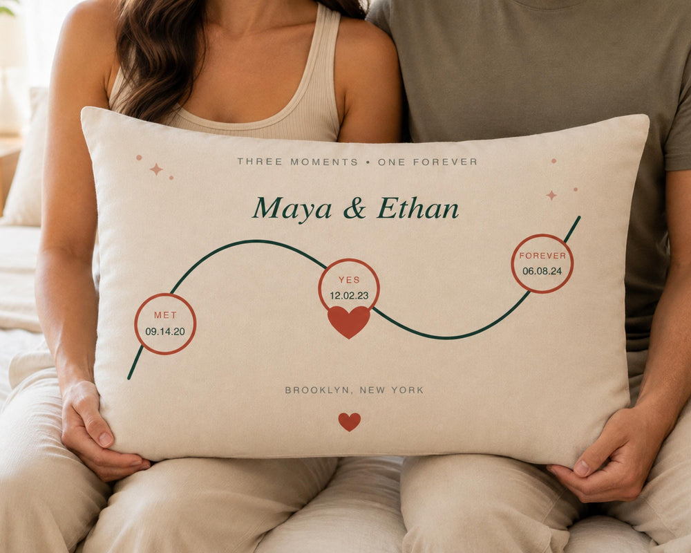 Personalized Wedding Date Pillow main product view.